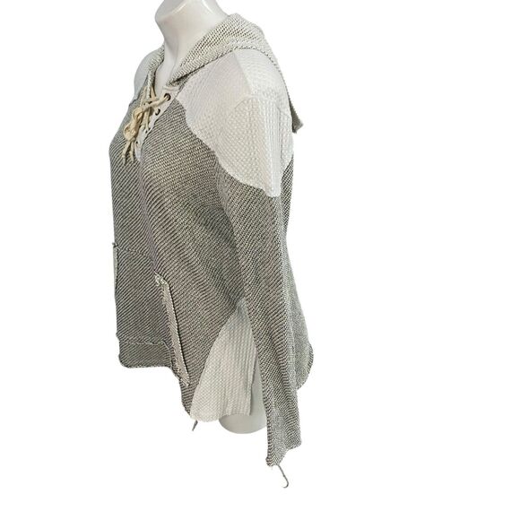 Daytrip Sweater Womens Size Medium Hooded Lattice Knit Athleisure Distressed - Picture 10 of 13